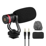 Walmeck Cardioid Directional Condenser Microphone with -Shock Mount 3.5mm TRS and TRRS Audio Output Cables Sponge Windshield Furry Windshield for Smartphones Cameras Camcorders Audio Recorders PCs