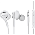 OEM InEar Earbuds Stereo Headphones for BlackBerry Passport Plus Cable - Designed by AKG - with Microphone and Volume Buttons (White)