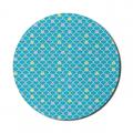 Abstract Mouse Pad for Computers Pastel Scale Hearts Stars and Circles Simple Round Non-Slip Thick Rubber Modern Gaming Mousepad 8 Round Sky Blue Multicolor by Ambesonne