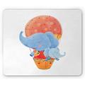 Colorful Mouse Pad Mother and Baby Elephants Flying with a Hot Air Balloon Watercolor Cartoon Print Rectangle Non-Slip Rubber Mousepad Multicolor by Ambesonne