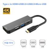 USB C Hub 4-in-1 USB C Adapter with 4K USB C to HDMI Hub 100W Power Delivery USB 3.0 Thunderbolt 3 Multiport Hub Compatible with MacBook Pro XPS iPad Pro More Type C Devices