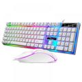 Wired Gaming Keyboard Mouse Combo LED Rainbow Backlit Gaming Keyboard RGB Gaming Mouse Ergonomic Wrist Rest 104 Keys Keyboard Mouse White