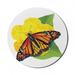 Butterfly Mouse Pad for Computers Monarch Breed Moth Insect Flower Leaves Round Non-Slip Thick Rubber Modern Gaming Mousepad 8 Round Yellow Green Orange by Ambesonne