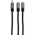 Audtek YAMC-1 Premium 1 RCA Male to 2 RCA Female Y Adapter Cable with Metal Shell 1 ft.