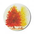 Leaves Mouse Pad for Computers 2 Different Fall Tree in Distinctive Color in Watercolors Design Woodland Boho Round Non-Slip Thick Rubber Modern Mousepad 8 Round Yellow Orange by Ambesonne