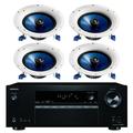 Onkyo 5.2 Channel Full 4K Bluetooth AV Home Theater Receiver + Yamaha Natural High-Performance Moisture Resistant 2-Way 110 watts Surround Sound in-ceiling Speaker System (Set Of 4)