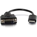 Used-Like New C2G 8in HDMI to DVI Adapter Converter Dongle - M/F Black - DVI-D/HDMI for Video Device Notebook Monitor - 8 - 1 x HDMI Male Digital Audio/Video - 1 x DVI-D (Single-Link) Female