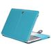 MOSISO MacBook Pro 15 PU Leather Case A1990/A1707 with Touch Bar Book Folio Stand Sleeve Cover with Clear Straps at Top Corners Compatible Newest Mac Pro 15 Inch Blue