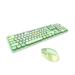 Mofii Sweet Keyboard Mouse Combo 2.4G Cute Round Wireless Keyboard Mouse Set Mixed Color Circular Suspension Key Cap for for Computer Laptop Desktops PC