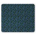 Garden Art Mouse Pad Continuing Flora Items Mini Flowers and Leaves Blooming Little Meadow Rectangle Non-Slip Rubber Mousepad Indigo Blue and Green by Ambesonne