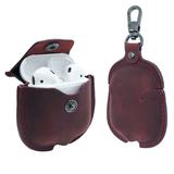 AirPod 1 2 Leather Case with Keychain and Button Lock Compatible with Apple Airpods 1 2 Made with Genuine Horse Cow Leather - Legacy Snap (Burgundy)