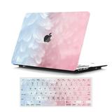 Case for MacBook Air 13 inch with Keyboard Cover MacBook Air 13 inch Case 2020 Release A2337 A2179 A1932 GMYLE Snap on Hard Shell Case Cover with Keyboard Skin Set (Pink & White Feathers)