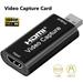 Audio Video Capture Cards HDMI to USB 1080p USB2.0 Record via DSLR Camcorder Action Cam for High Definition Acquisition Live Broadcasting