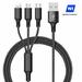 Universal Fast Charging USB Cable 3 in 1 Multi Function for Apple iPhone Type C and Micro (3 Pack) New