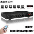 Wireless Home Stereo Amplifier 2000W Audio bluetooth HIFI Amp Receiver System with LED Display FM SD USB Support 2-Mic CD/DVD Player with Remote Control Home Theater Speaker