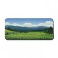 Landscape Computer Mouse Pad Meadow Pine Forest Trees Nature Greens Mountains Clear Sky Rectangle Non-Slip Rubber Mousepad X-Large 35 x 15 Gaming Size Olive Green Sky Blue by Ambesonne