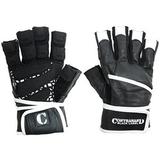 Contraband Black Label 5930 Premium Leather Weight Lifting Gloves w/ Wrist-Lock Wrist Supporting Wrap (Pair) (Black/White Small)