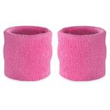 Suddora Wrist Sweatbands - Athletic Cotton Terry Cloth Wristband Pair Pink