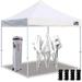 Eurmax 10 x10 Ez Pop Up Canopy Tent Commercial Instant Canopies with Heavy Duty Roller Bag Bonus 4 Canopy Sand Bags (White)
