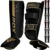 RDX Shin Guards for Kickboxing Muay Thai MMA Fighting and Training Pads Maya Hide Leather KARA Instep Foam Protection Leg Foot Protector for Martial Arts Sparring BJJ and Boxing Gear