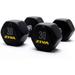 ZIVA Hexagon RPU Dumbbells â€“ Solid Steel Core Premium Urethane Rubber Encasing Corrosion Resistant - Commercial Grade for Rigorous Exercise Strength Training - Pair of Two Dumbbell 30 lb.