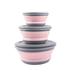 3pcs Folding Bowl Outdoor Camping Tableware Sets Lunch Box Portable Salad Bowl with Lid