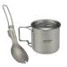 Lixada Cookware Set 300ml350ml420ml550ml650ml750ml Ultralight Titanium Cup with Folding Dinner Spork Tableware for Camping Hiking Backpacking