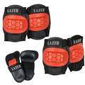 LAZER 3-in-1 Protective Pad Set in Mesh Bag (Red Large)