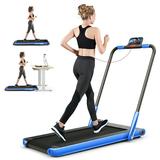 SuperFit Up To 7.5MPH 2.25HP 2 in 1 Folding Under Desk Treadmill Remote Control APP Single Display Screen Navy Blue
