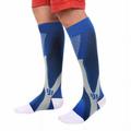 Unisex Leg Support Stretch Outdoor Sport Socks Knee High Compression Unisex Socks Running Snowboard Long Socks Blue XXL
