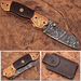 WHITE DEER Executive Series Damascus Folding Knife Rose Copper Bolster Bison Grip