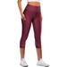 Compression Running Cycling Capri Pants for Women Lady Gym Workout Opaque Legging High Waisted Yoga Tights with Pockets