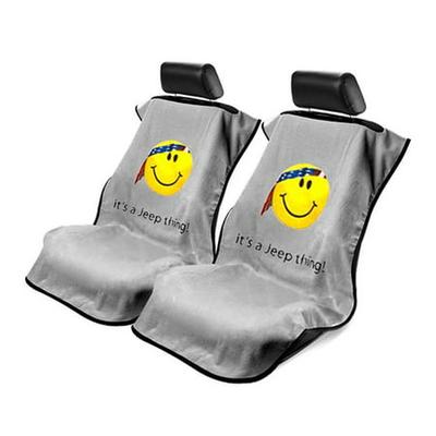 Grey Terry Cloth Seat Armour Front Car Seat Cover For Jeep with Smiley Face