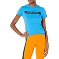 Reebok Women's Training Essentials Graphic T-Shirt Short-Sleeved, Horizon Blue/Black Wordmark, M