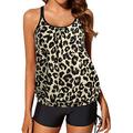 Yonique Blouson Tankini Swimsuits for Women with Shorts Strappy Bathing Suits Two Piece Swimwear - Multi - Medium