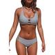 Beachsissi Womens Bathing Suit Stripe Print Criss Cross Back Swimsuit 2 Piece Bikini Set - Multi - Medium