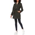 GUESS Women's Belted Softshell Coat with Hood Transitional Jacket, Olive, S