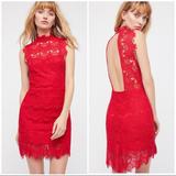 Free People Dresses | Intimately Fp Daydream Bodycon Red Lace Slip Dress | Color: Red | Size: Xs