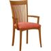 Copeland Furniture Sarah Leather Upholste Slat Back Arm Chair Wood/Upholste in Red | 37.5 H x 21.5 W x 22 D in | Wayfair 8-SAR-12-23-Dupione Papaya