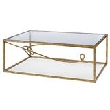 Maitland-Smith Tangle Frame Coffee Table Glass/Metal in Yellow | 18 H x 50 W x 32 D in | Wayfair HM1307