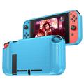 Nintendo Switch Lite Flip Cover with Tempered Glass Screen Protectors Slim Protective Flip Case with Magnetically Detachable TPU Protective Case and Play-Station 3 Carbon Fiber Material-Blue