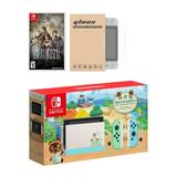 Nintendo Switch Animal Crossing Limited Console Octopath Traveler Bundle with Mytrix Tempered Glass Screen Protector - Improved Battery Life Console with the Best Turn-Based Role-Playing Game