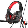 TSV Gaming Headset with Microphone for PC PS4 PS5 Xbox One Nintendo Switch 3.5mm Over-Ear Headphones with Noise Canceling Stereo Bass Wired Headset for PC Laptop Desktop Tablets Mobile