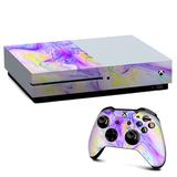 Skins Decal Vinyl Wrap for Xbox One S Console - decal stickers skins cover -Pastel Marble resin pink purple swirls