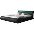 Letto Contenitore Letto con Testiera Letto Design con led Struttura Letto 2 Piazze Rete Doghe Nero