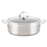 Circulon Stainless Steel Induction Stockpot with Lid and SteelShield Hybrid Stainless and Nonstick Technology, 7.5-Quart, Silver