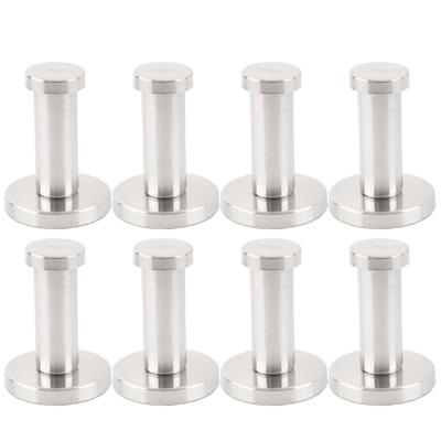 8pcs Stainless Steel Round Wall Mount Shower Robe Towel Hanger Hook - Silver Tone - 1.57
