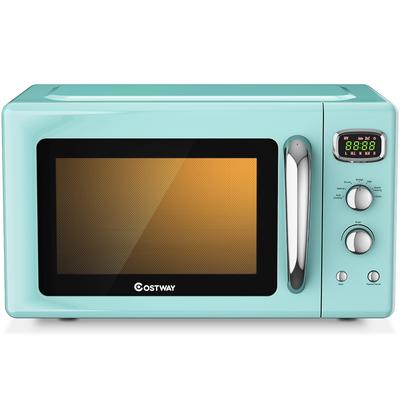 Costway 0.9Cu.ft. Retro Countertop Compact Microwave Oven 900W 8 - 19.5'' x 14'' x 11''