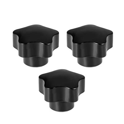 Star Knob Grip Handle M10 Diameter Insert Female Thread Set of 3 - Black