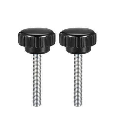 M5x35mm Male Thread Knurled Clamping Knobs Grip Thumb Screw on 2Pcs - Black,Silver Tone